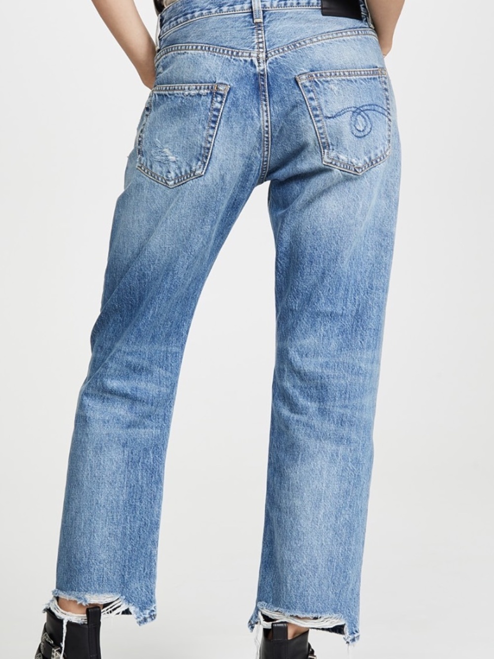 R13 Boyfriend Jeans in BAIN W/ RIPS - SZ 28 - Picture 4 of 13